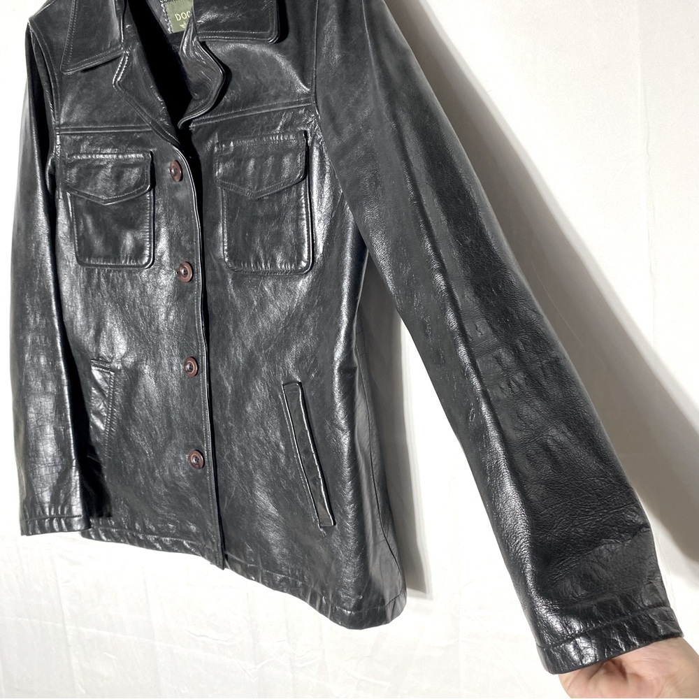 Vintage 90s Dockers Outerwear Black Genuine Leather Jacket M Streetwear Indie - Picture 6 of 12